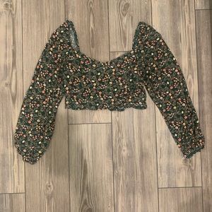 Floral long sleeve crop top